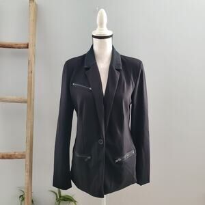 My Tribe Black Leather Blend Blazer Size M